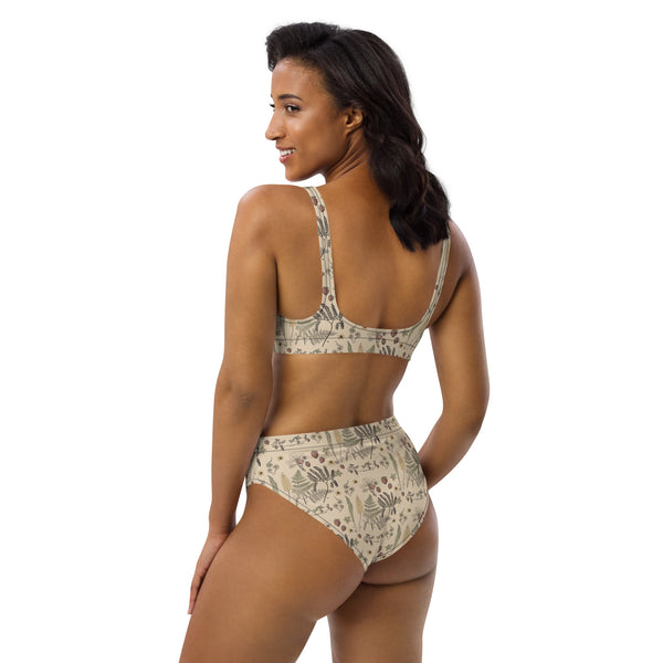 Vintage Style Spring Botanical Recycled high-waisted bikini