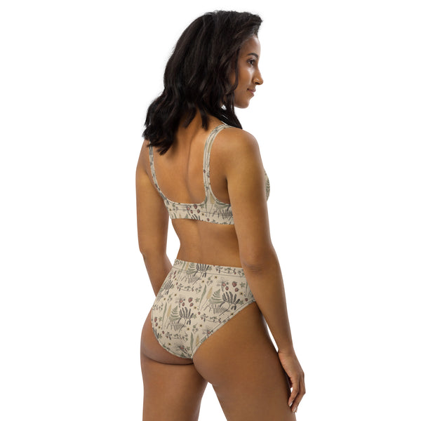 Vintage Style Spring Botanical Recycled high-waisted bikini