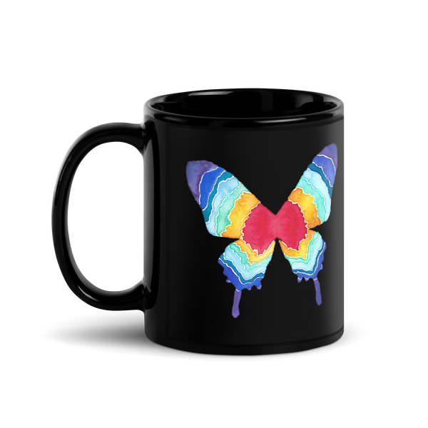 Multi-butterfly Black Glossy Mug