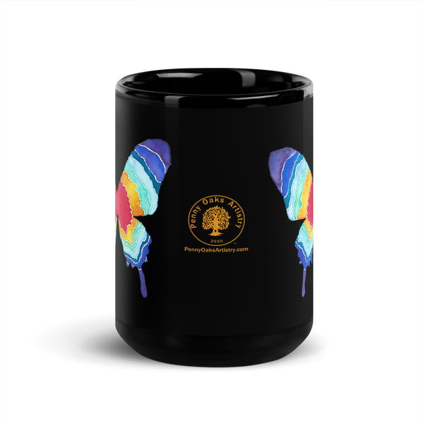 Multi-butterfly Black Glossy Mug
