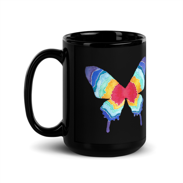 Multi-butterfly Black Glossy Mug