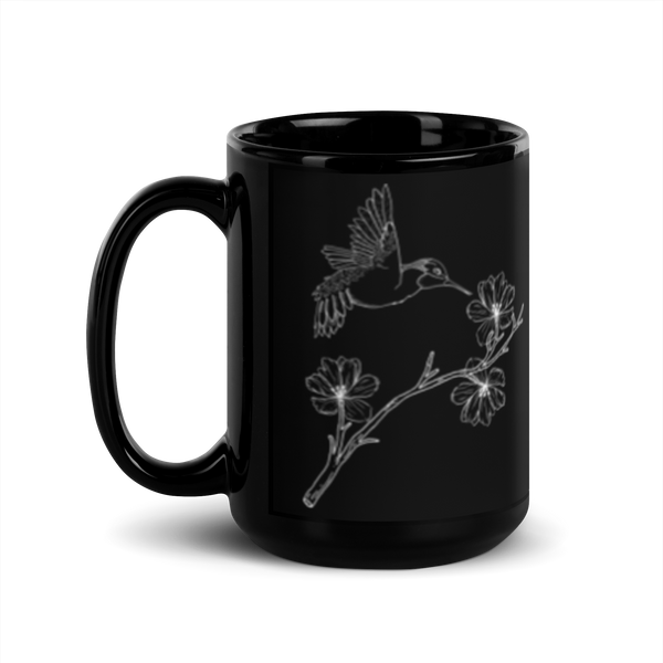 Hummingbird - Black Glossy Mug