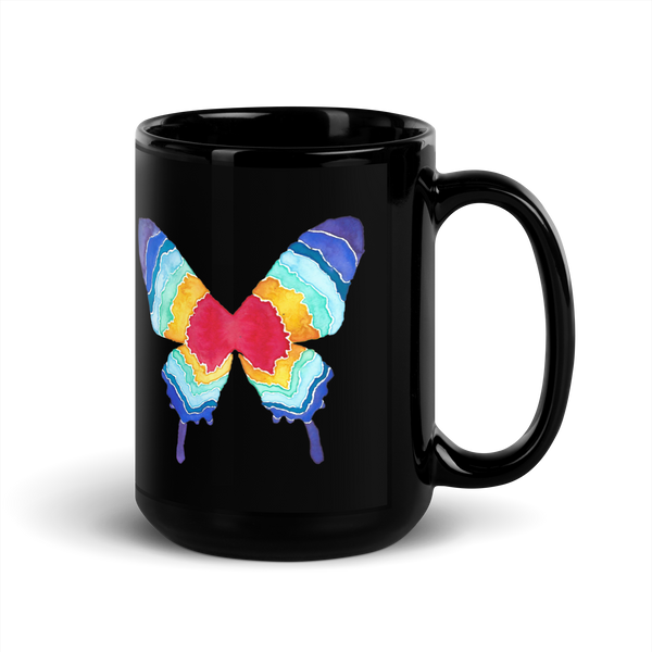 Multi-butterfly Black Glossy Mug