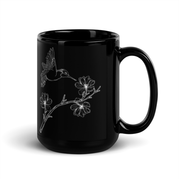 Hummingbird - Black Glossy Mug