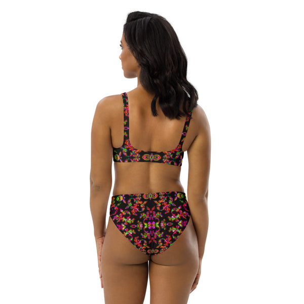 Crimson Jacquard - Recycled high-waisted bikini