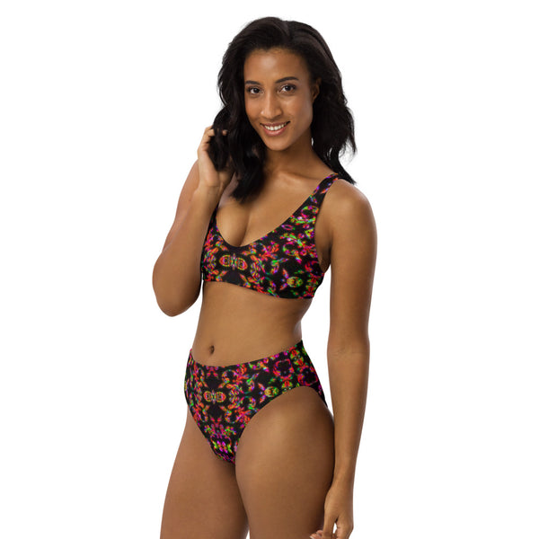 Crimson Jacquard - Recycled high-waisted bikini