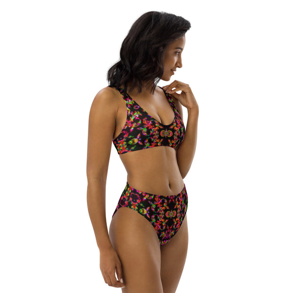 Crimson Jacquard - Recycled high-waisted bikini