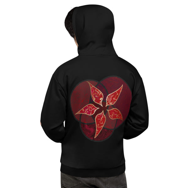 Red Orchid and Gold - Black - Unisex Hoodie