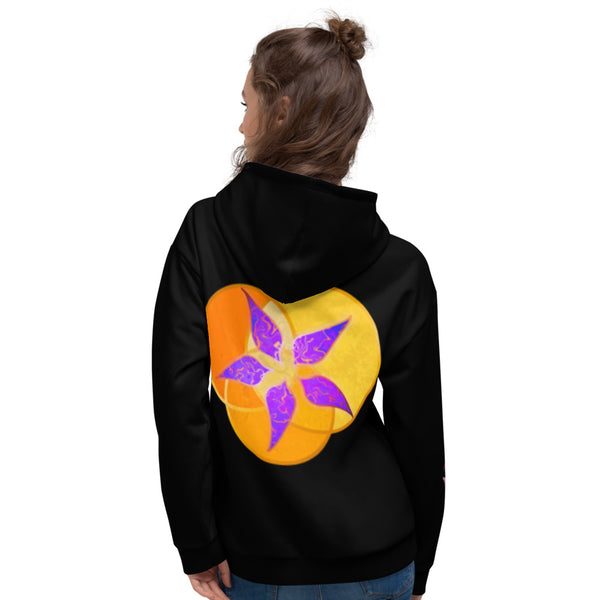 Purple Orchid and Gold  - Black - Unisex Hoodie