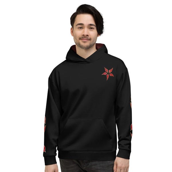 Red Orchid and Gold - Black - Unisex Hoodie
