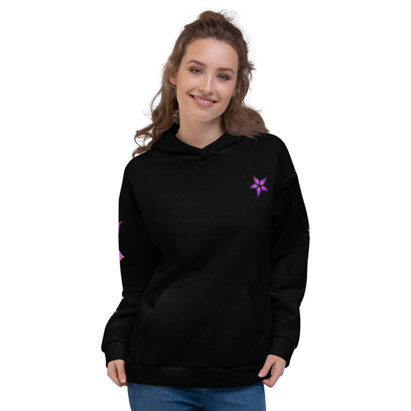 Purple Orchid and Gold  - Black - Unisex Hoodie