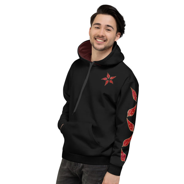 Red Orchid and Gold - Black - Unisex Hoodie
