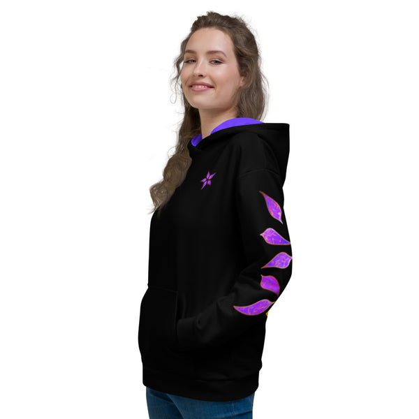 Purple Orchid and Gold  - Black - Unisex Hoodie
