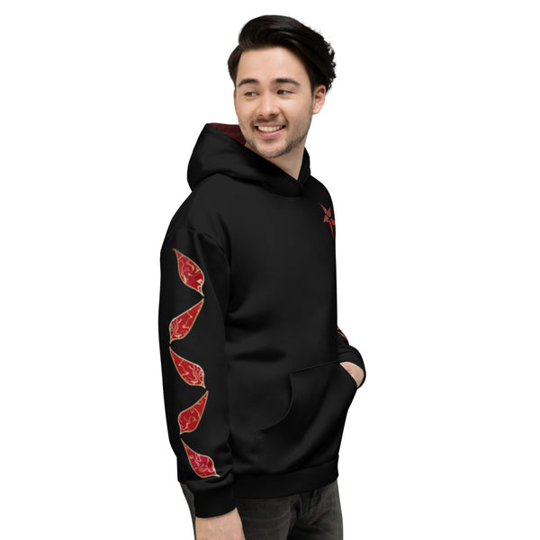 Red Orchid and Gold - Black - Unisex Hoodie