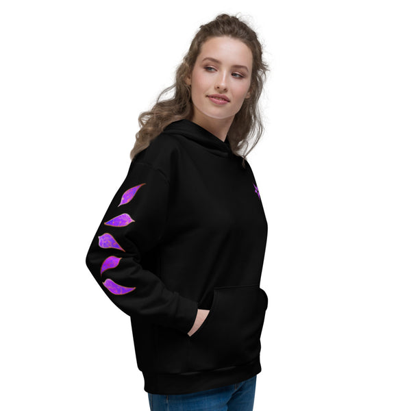 Purple Orchid and Gold  - Black - Unisex Hoodie