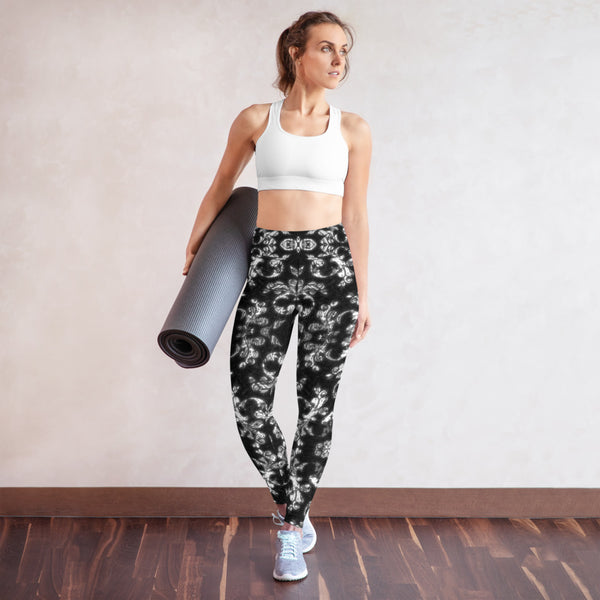 Black and White Jacquard Yoga Leggings