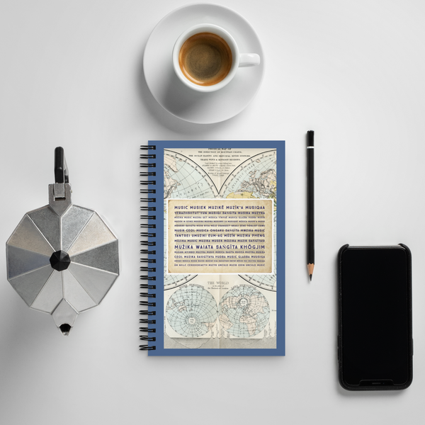 Music's global reach, blue - Spiral notebook