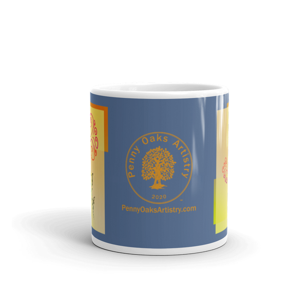 Sunny Floral Burst Blue glossy mug