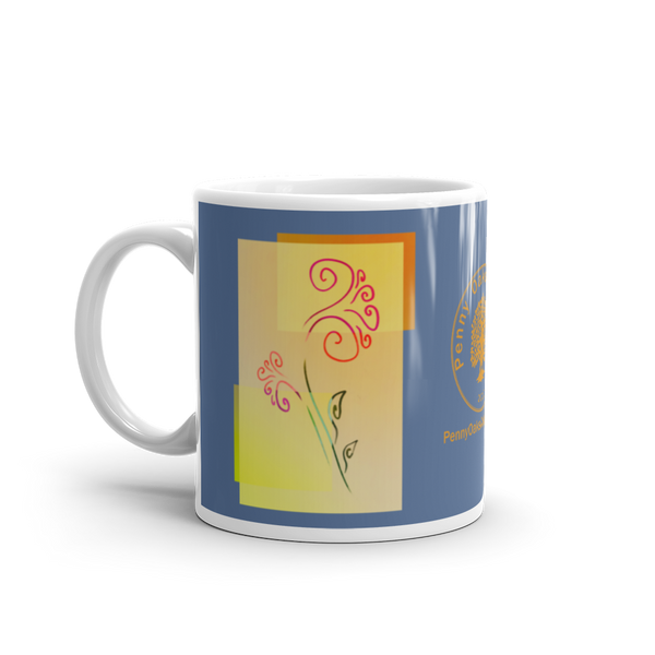 Sunny Floral Burst Blue glossy mug
