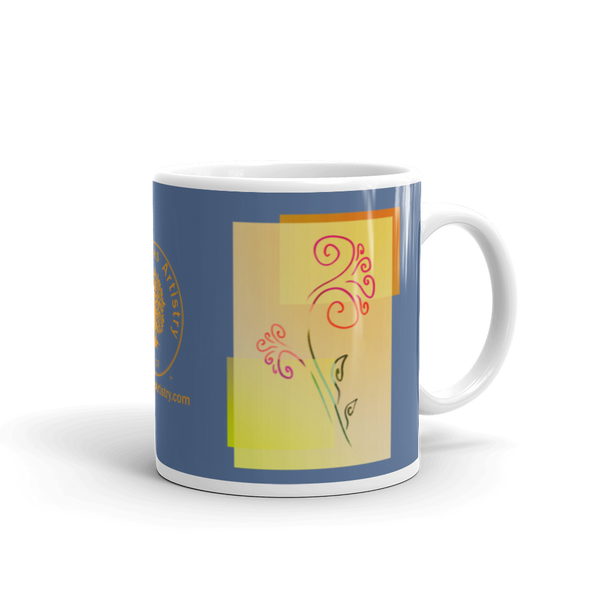 Sunny Floral Burst Blue glossy mug