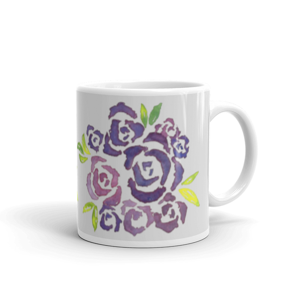 Purple Roses Glossy Mug