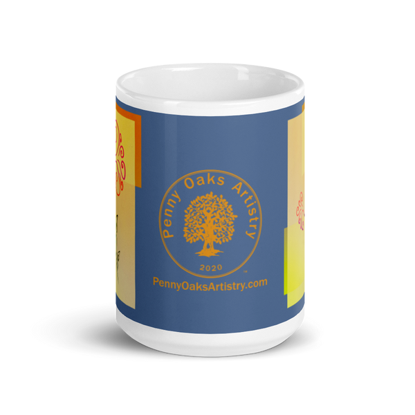 Sunny Floral Burst Blue glossy mug
