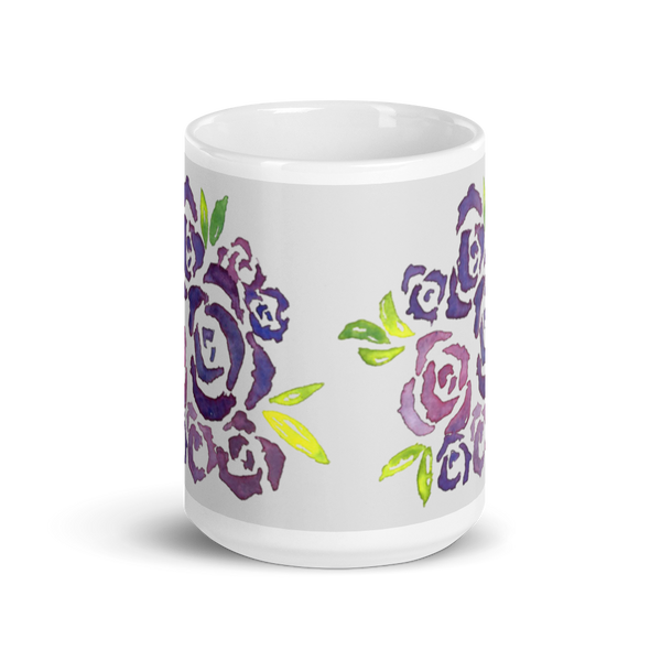 Purple Roses Glossy Mug