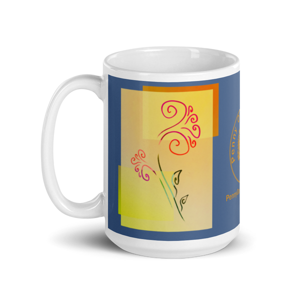 Sunny Floral Burst Blue glossy mug