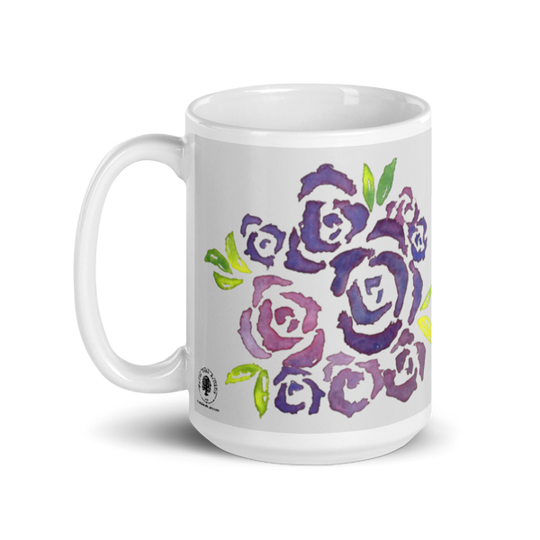 Purple Roses Glossy Mug