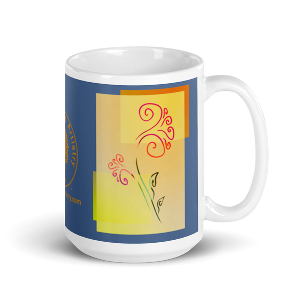 Sunny Floral Burst Blue glossy mug
