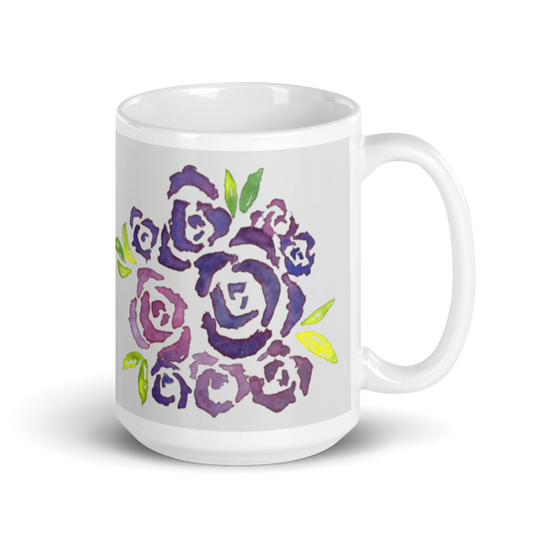 Purple Roses Glossy Mug