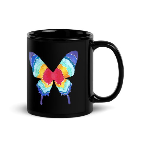 Multi-butterfly Black Glossy Mug