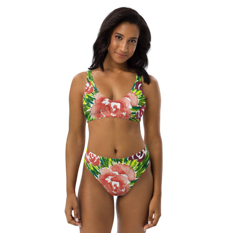 Rose Burst - Recycled high-waisted bikini