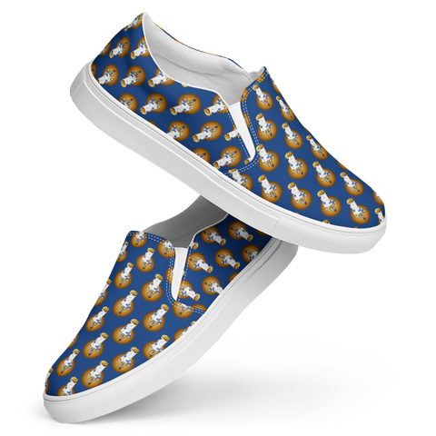 La Main Fleurs Bleues Men’s slip-on canvas shoes