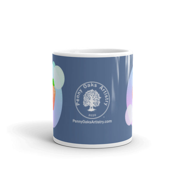 Strawberry Bubbles Blue Glossy Mug