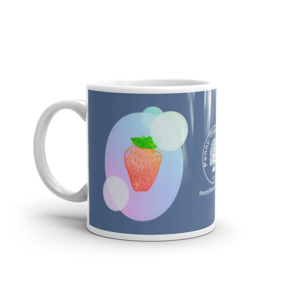 Strawberry Bubbles Blue Glossy Mug