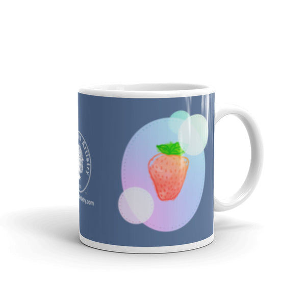 Strawberry Bubbles Blue Glossy Mug