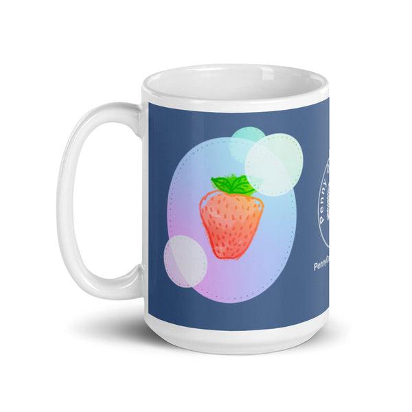 Strawberry Bubbles Blue Glossy Mug