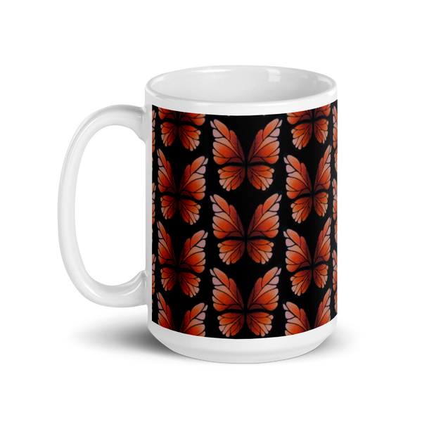 Garnet Butterfly White Glossy Mug