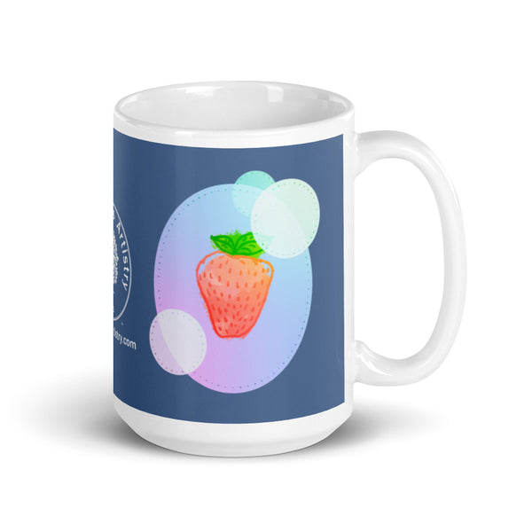 Strawberry Bubbles Blue Glossy Mug